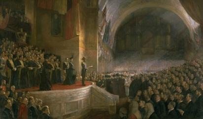 Opening of the First Parliament of the Commonwealth of Australia by H.R.H. The Duke of Cornwall and York (Later King George V), May 9, 1901. (1903) by Tom Roberts (1856-1931)